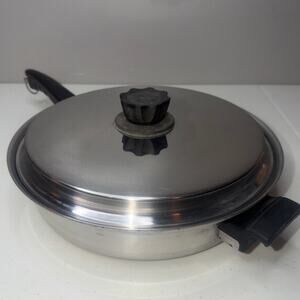 Vintage Lustre Craft 3 Ply 18-8 Stainless Steel 11" Frying Pan Skillet With Lid